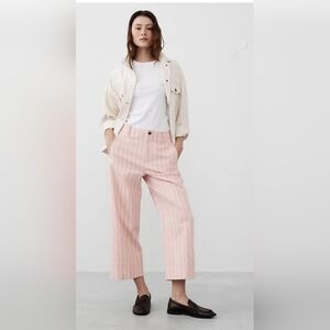 Banana Republic Factory Twill Wide Leg Cropped Pant Pink Striped Sz 6